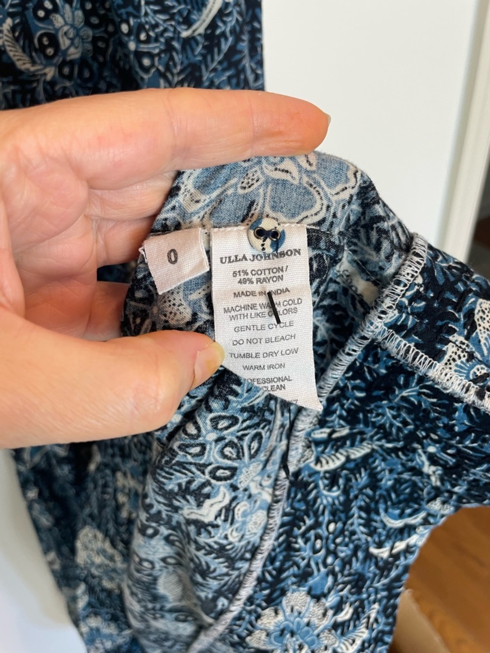 ULLA JOHNSON Kasim Midnight Floral Cotton Ruffle India Dress \\ 0 - Picture 9 of 11